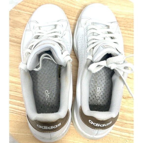 Adidas Advantage Women's Tennis Shoe Size 7.5 White/Gold - Picture 5 of 7